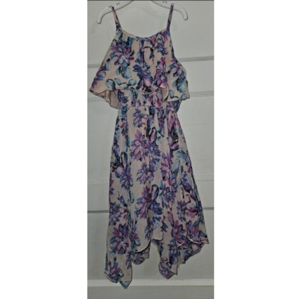 LOVE @ FIRST SIGHT Pink Floral Handkerchief Hem Sundress Girls Size 5-6